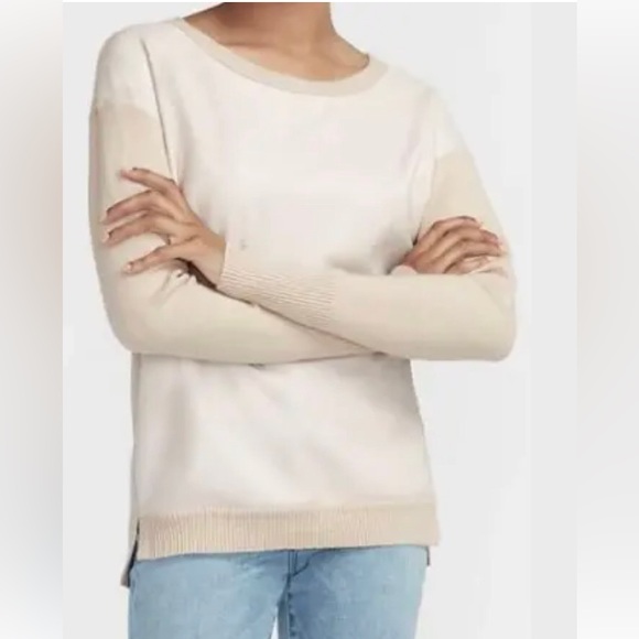 XL NWOT EXPRESS FAUX LEATHER PIECED HIGH SLIT SWEATER Long Sleeve Top Winter
NE - Picture 1 of 14